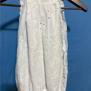 Room mates White Embroidered Sleeveless Top with tie in back